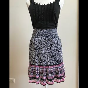 White House Black Market Black and Pink Patterned Skirt